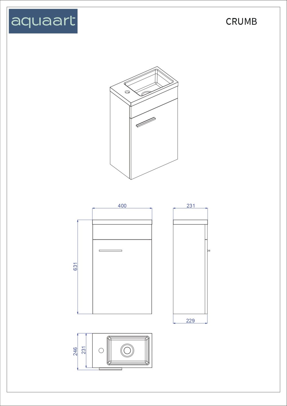 CRUMB 40 DONJI KUPAONSKI ORMARIĆ BURLINGTON DESNI - Slika 2