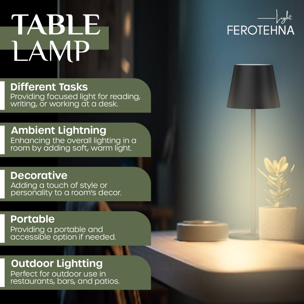 LED STOLNA PUNJIVA SVJETILJKA GEMA 3W 2700/3500/4000K 300 lm IP54 BLACK - Slika 2