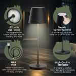 LED STOLNA PUNJIVA SVJETILJKA GEMA 3W 2700/3500/4000K 300 lm IP54 BLACK - Slika 4