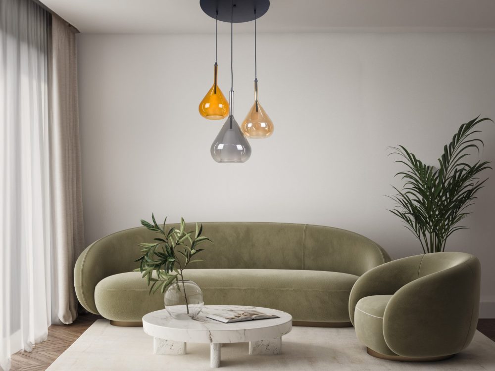 VISEĆA SVJETILJKA STAKLENA ZARIA 3xE27 BROWN/ AMBER/ LIGHT GREY - Slika 2