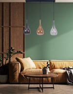 VISEĆA SVJETILJKA STAKLENA VALENTINA 3xE27 TRANSPARENT/ AMBER/ LIGHT GREY - Slika 2