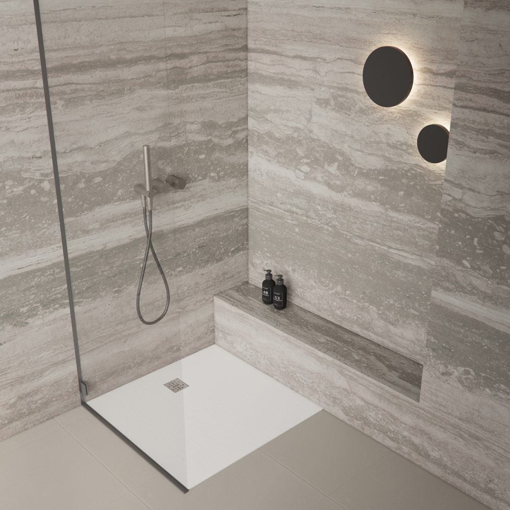 BOLD S BIJELA 90 KV MINERALSOLID TUŠ KADA 900x900x30 mm - Slika 2