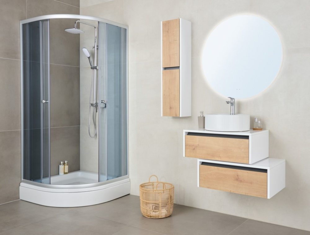 VITAL 65 GORNJI KUPAONSKI ORMARIĆ BIJELI SJAJ / HRAST - Slika 3