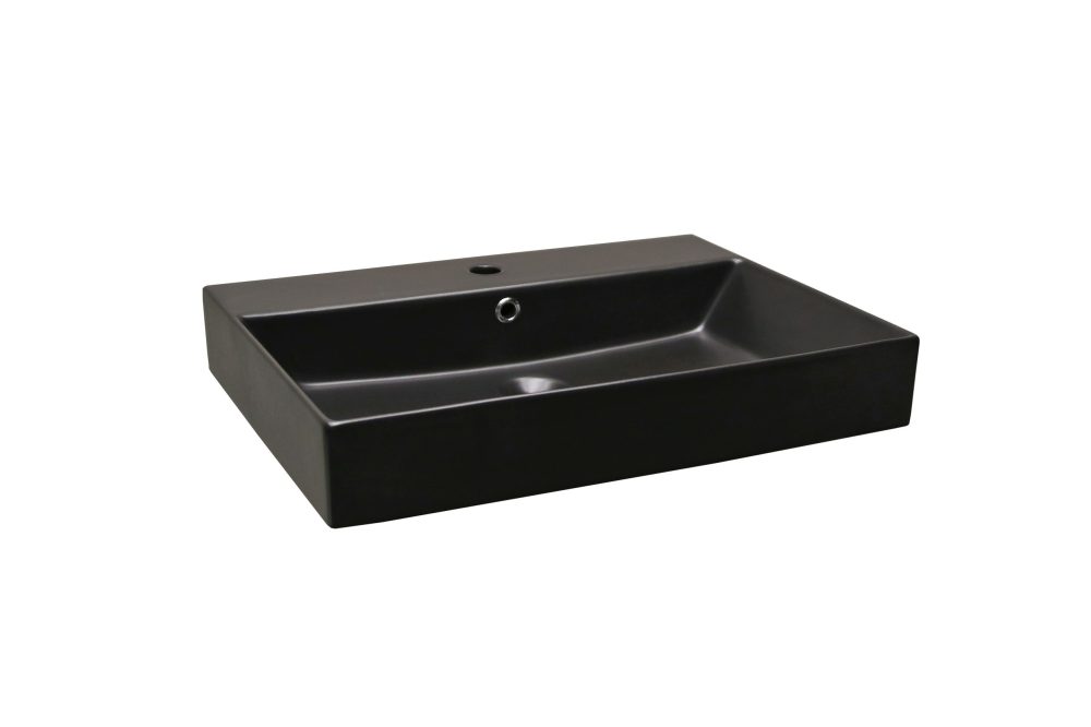 OLIVIA UGRADBENI KERAMIČKI UMIVAONIK CRNI MAT 600x455x100 mm - Slika 2