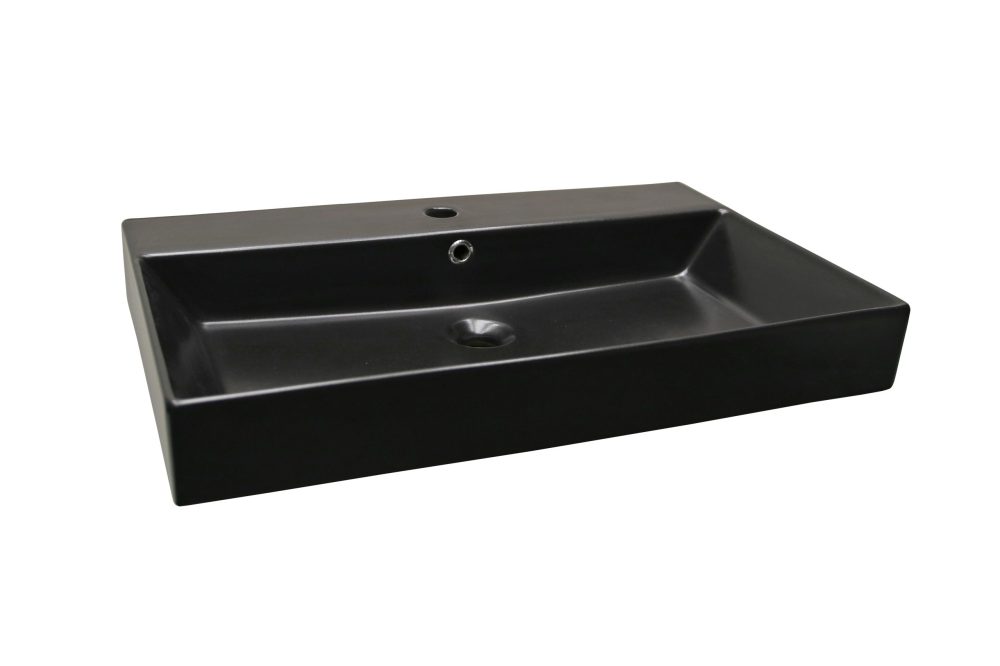 OLIVIA UGRADBENI KERAMIČKI UMIVAONIK CRNI MAT 700x455x100 mm - Slika 2
