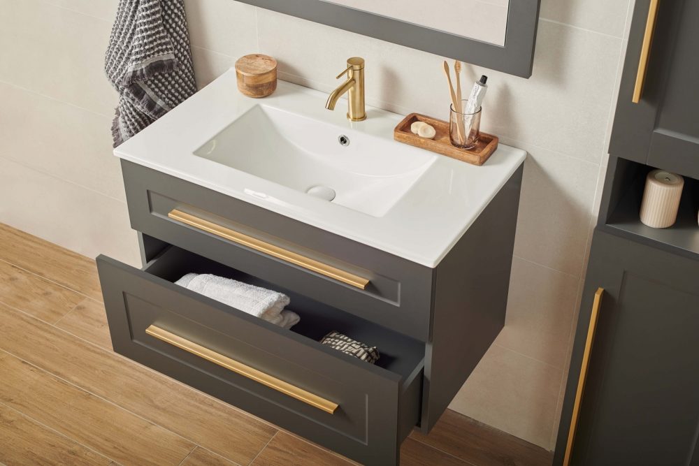 ETERNITY 80 DONJI KUPAONSKI ORMARIĆ GRAFIT SUPERMAT ZLATNA RUČKICA - Slika 4