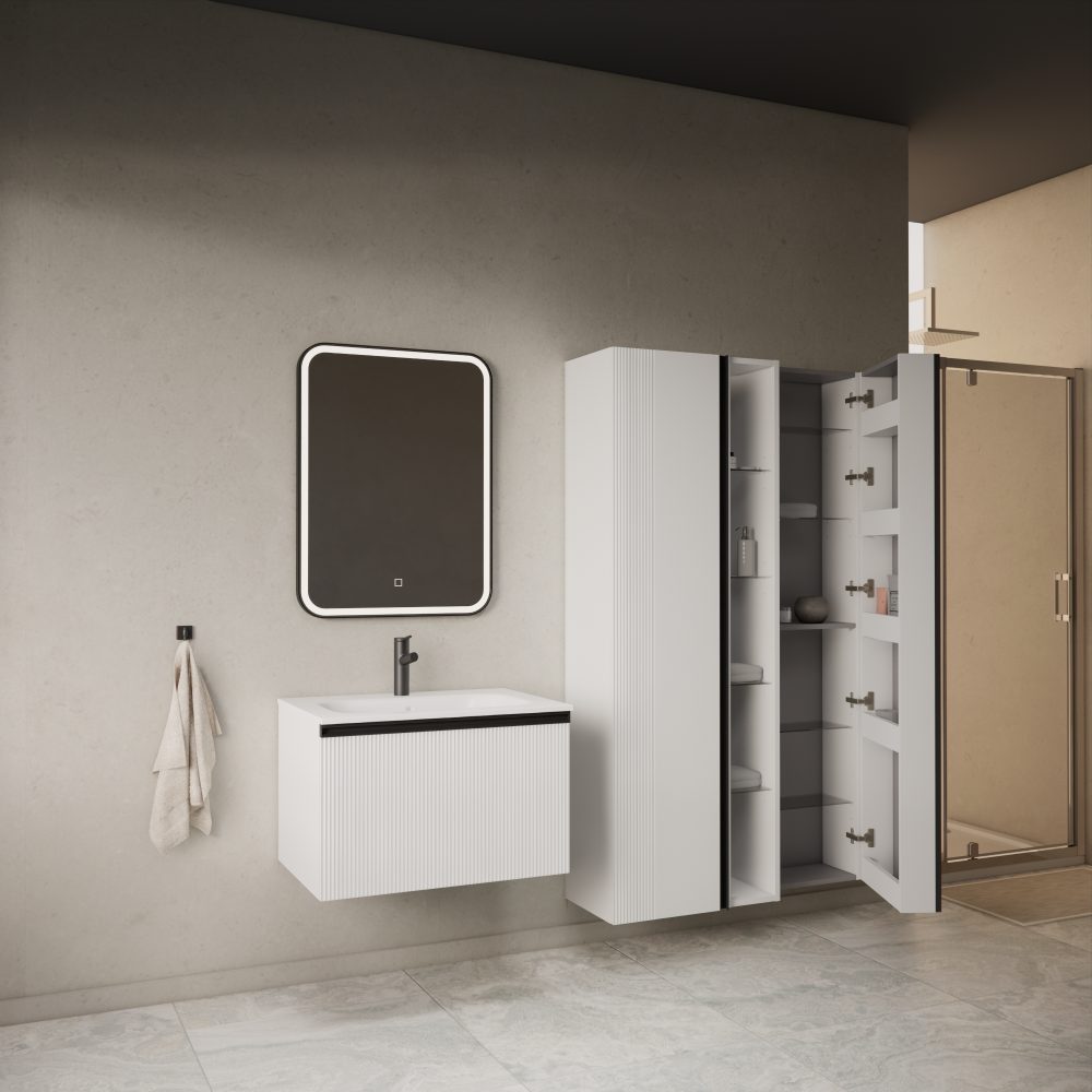 MIRAGE 80 DONJI KUPAONSKI ORMARIĆ BIJELI MAT CRNA RUČKICA - Slika 4