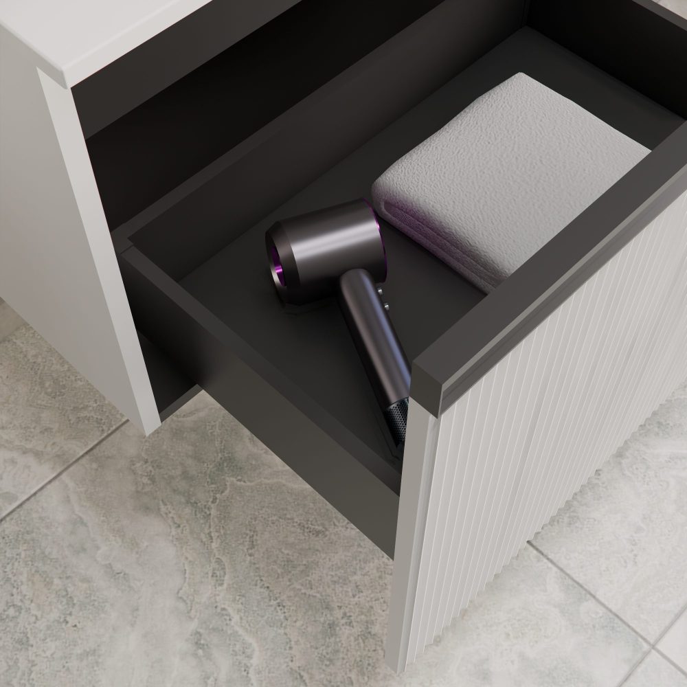 MIRAGE 120 DONJI KUPAONSKI ORMARIĆ LIJEVI BIJELI MAT CRNA RUČKICA - Slika 5