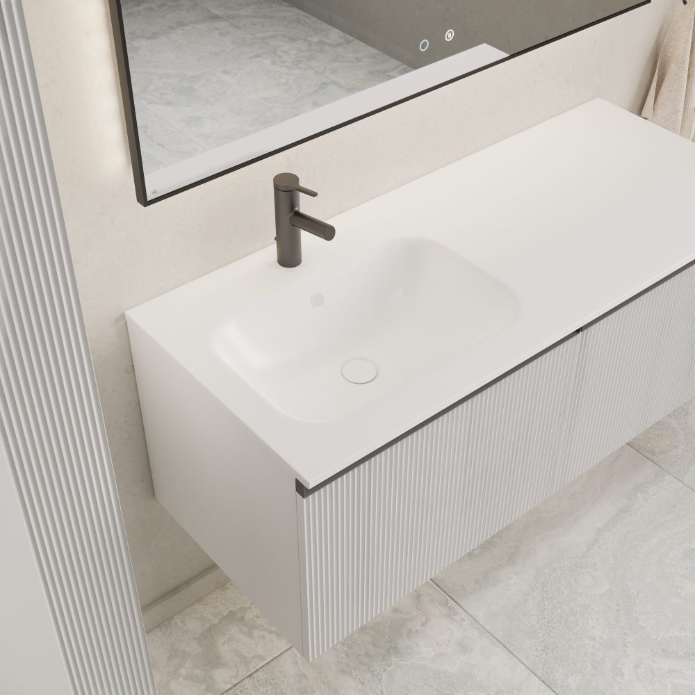 MIRAGE 120 DONJI KUPAONSKI ORMARIĆ LIJEVI BIJELI MAT CRNA RUČKICA - Slika 6