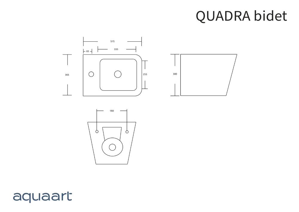 QUADRA VISEĆI BIDE 515x365x300 mm - Slika 5