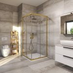TK RAPIDO 80 BRUSHED GOLD KVADRATNA TUŠ KABINA 80X80X195 cm - Slika 2