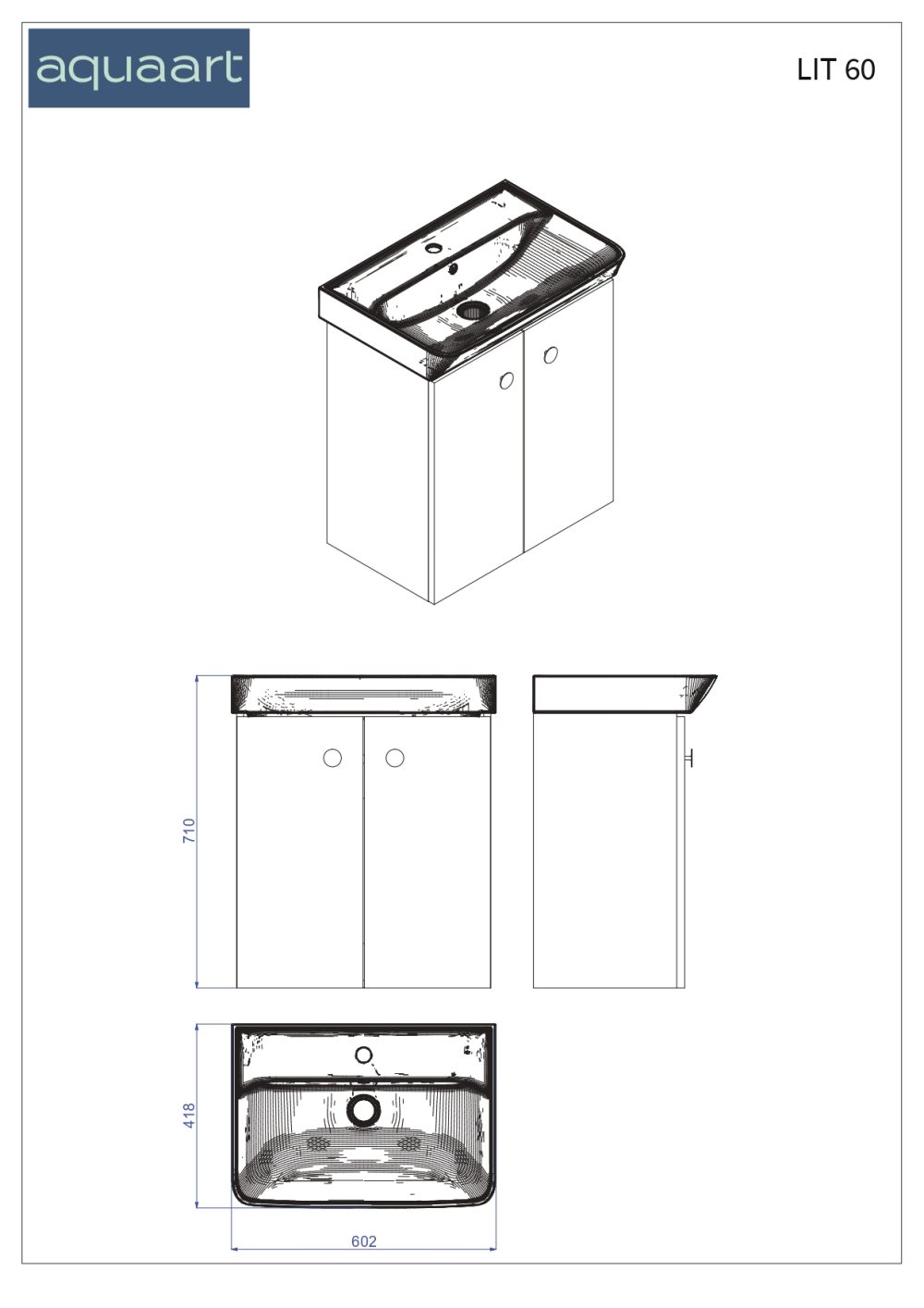 LIT 60 DONJI KUPAONSKI ORMARIĆ GRAFITNO SIVA - Slika 6