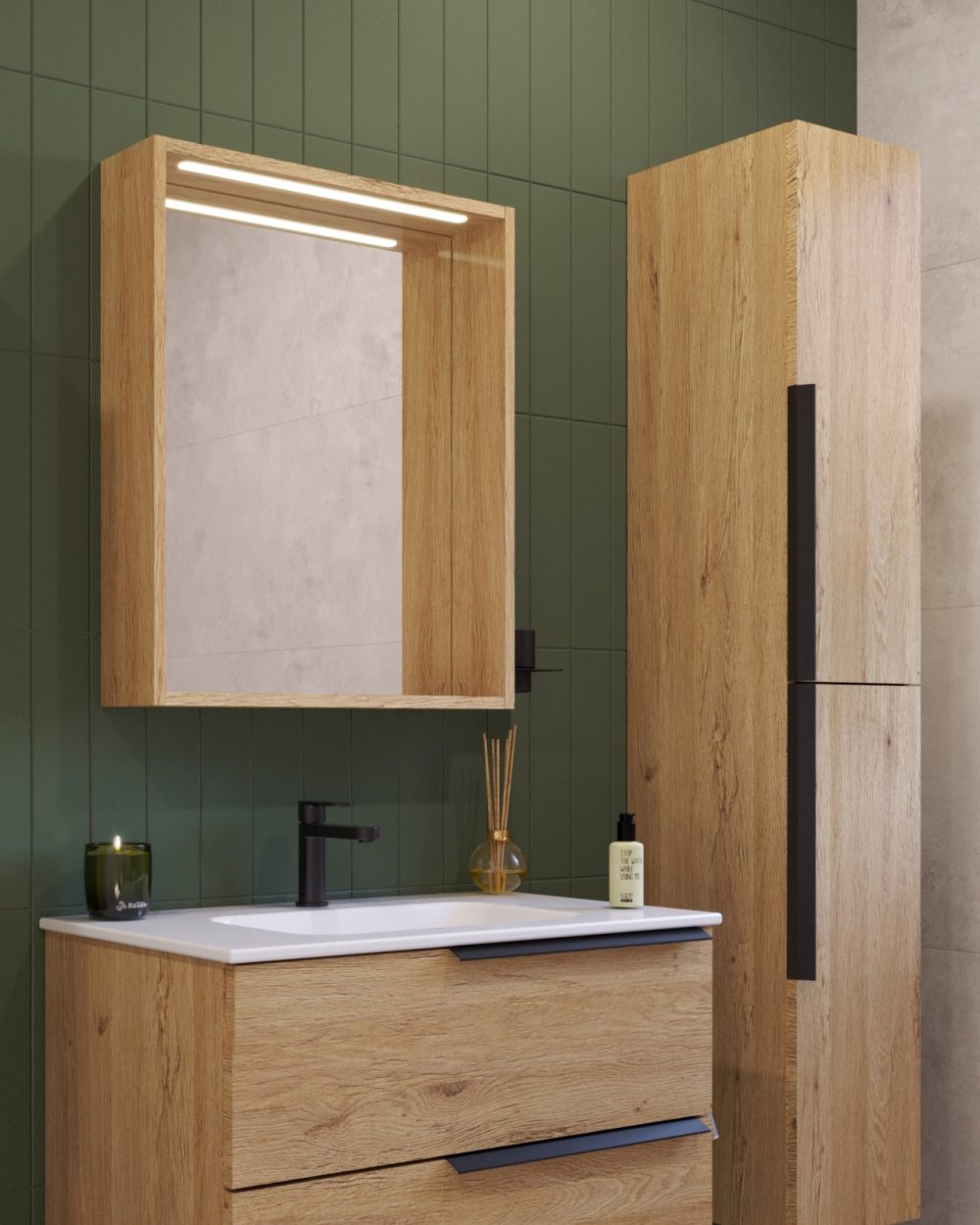 LATERAL OGLEDALO S RASVJETOM HRAST NATURAL - Slika 2