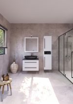 ETERNITY 80 DONJI KUPAONSKI ORMARIĆ BIJELI MAT CRNA RUČKICA S PLOČOM SCIVARO ŠKRILJEVAC - Slika 2