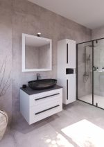 ETERNITY 80 DONJI KUPAONSKI ORMARIĆ BIJELI MAT CRNA RUČKICA S PLOČOM SCIVARO ŠKRILJEVAC - Slika 4