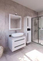 ETERNITY 80 DONJI KUPAONSKI ORMARIĆ BIJELI MAT CRNA RUČKICA S PLOČOM CANDELA MRAMOR - Slika 4