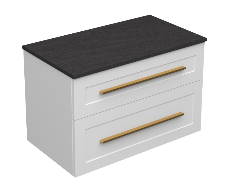 18395_1.jpg ETERNITY 80 DONJI KUPAONSKI ORMARIĆ BIJELI MAT ZLATNA RUČKICA S PLOČOM SCIVARO ŠKRILJEVAC - Slika 1