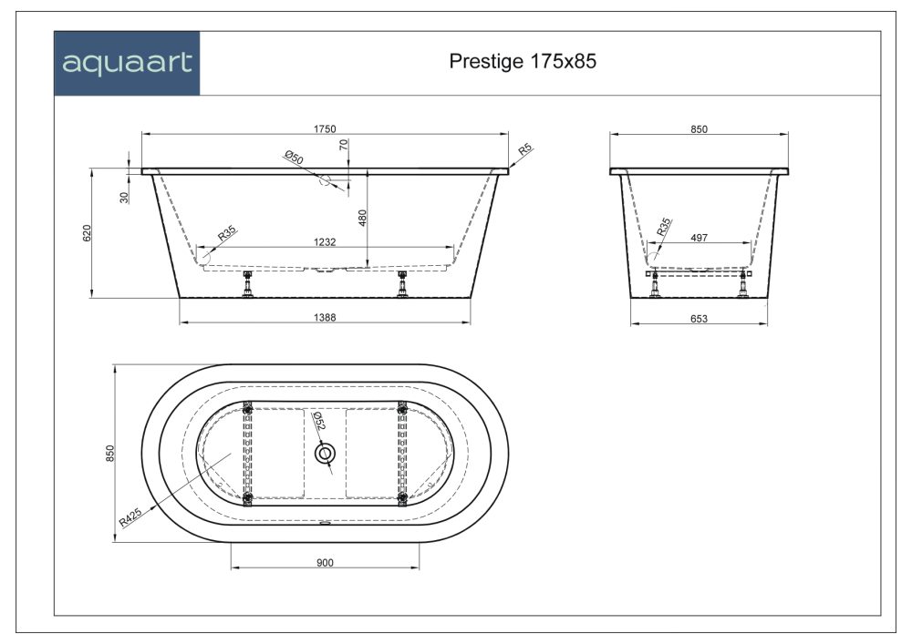 PRESTIGE SAMOSTOJEĆA KADA 175x85x62 cm - Slika 5