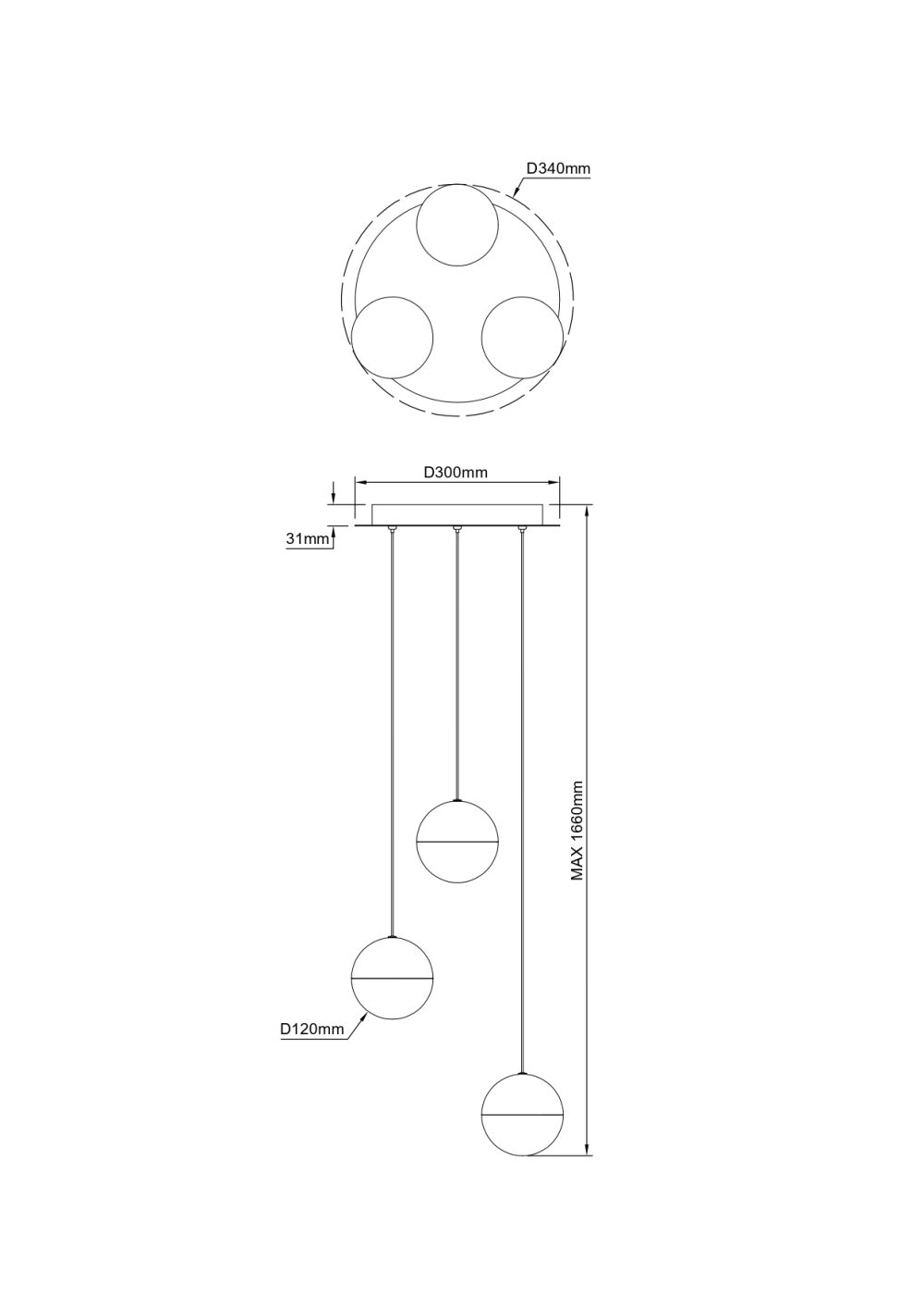 LED VISEĆA SVJETILJKA LUMINIS 3 D340 19W 760lm 3000K IP20 BRUSHED GOLD - Slika 3