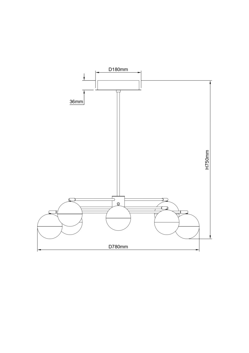 LED LUSTER ECLAT 8 D780 45W 1800lm 3000K IP20 BLACK CHROME - Slika 3