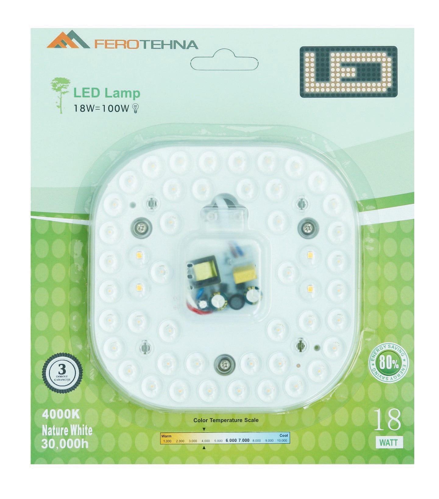 00006037-1.jpg LED MODUL 18W 1850lm 4000K 170-265V 148x148 BLISTER - Slika 1