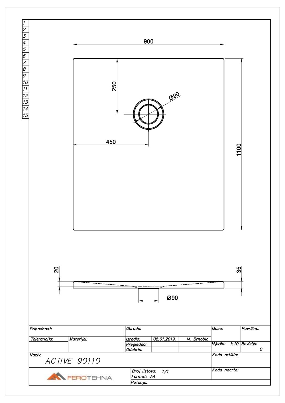 ACTIVE 90110 TUŠ KADA 900x1100 mm - Slika 2