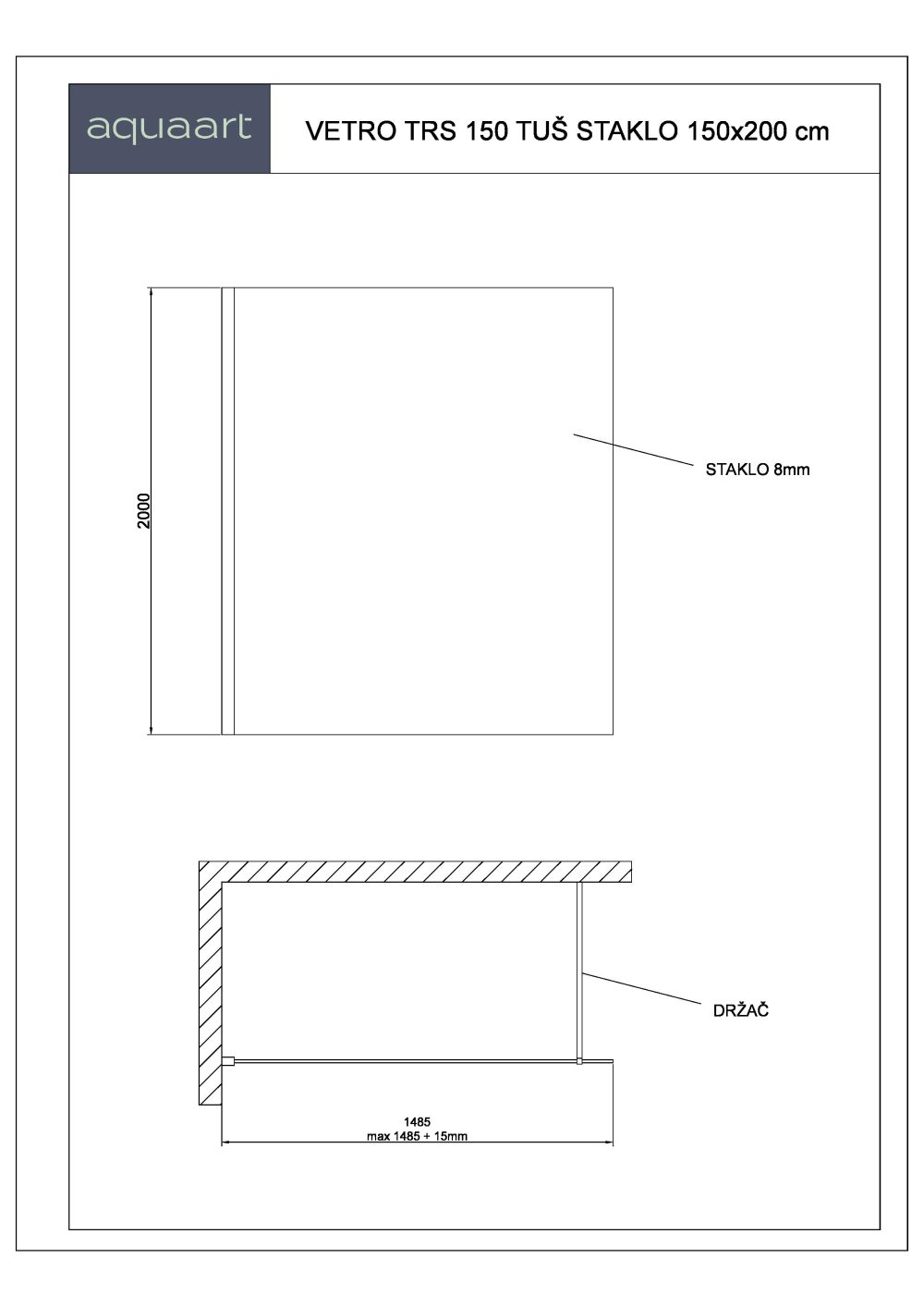 VETRO TRS 150 TUŠ STIJENA 150x200 cm - Slika 3