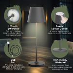 LED STOLNA PUNJIVA SVJETILJKA GEMA 3W 2700/3500/4000K 300 lm IP54 GREY - Slika 4