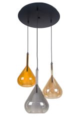 VISEĆA SVJETILJKA STAKLENA ZARIA 3xE27 BROWN/ AMBER/ LIGHT GREY