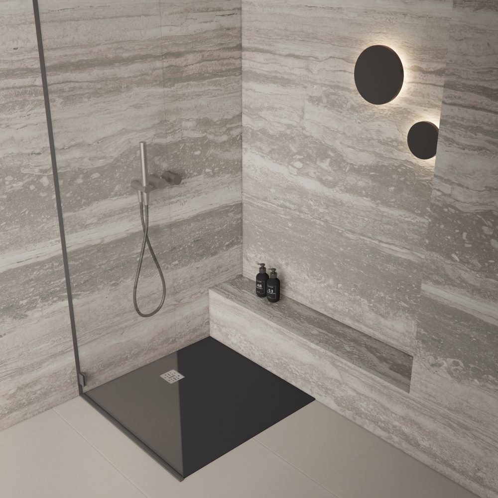 BOLD S CRNA 80 KV MINERALSOLID TUŠ KADA 800x800x30 mm - Slika 2