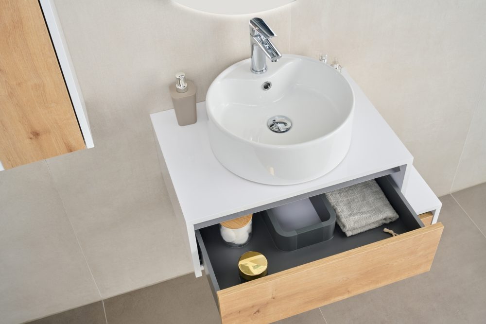 VITAL 75 GORNJI KUPAONSKI ORMARIĆ BIJELI SJAJ / HRAST - Slika 4