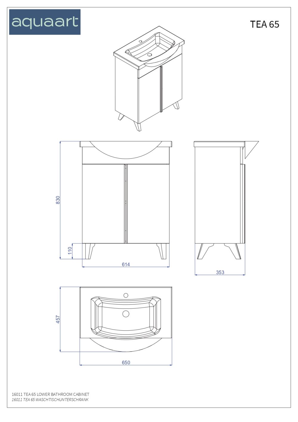 TEA 65 DONJI KUPAONSKI ORMARIĆ - Slika 2