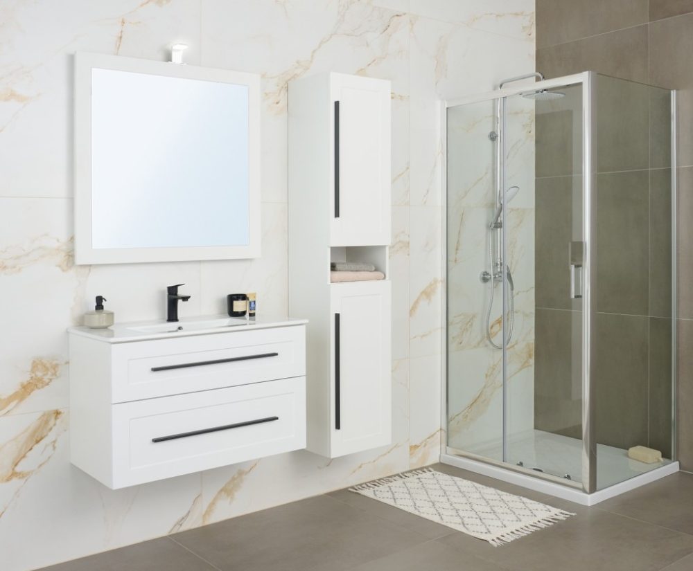 ETERNITY 80 DONJI KUPAONSKI ORMARIĆ BIJELI MAT CRNA RUČKICA - Slika 2