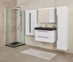 SHARP 60 DONJI KUPAONSKI ORMARIĆ BIJELI SJAJ CRNA RUČKICA - Slika 3