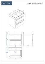 SHARP 60 DONJI KUPAONSKI ORMARIĆ HRAST NATURAL CRNA RUČKICA - Slika 5