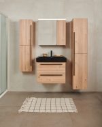 SHARP 85 DONJI KUPAONSKI ORMARIĆ HRAST NATURAL CRNA RUČKICA - Slika 2