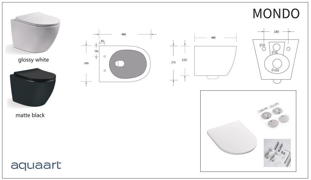 MONDO VISEĆA ŠKOLJKA S DASKOM  RIMLESS 490x370x370 mm - Slika 6
