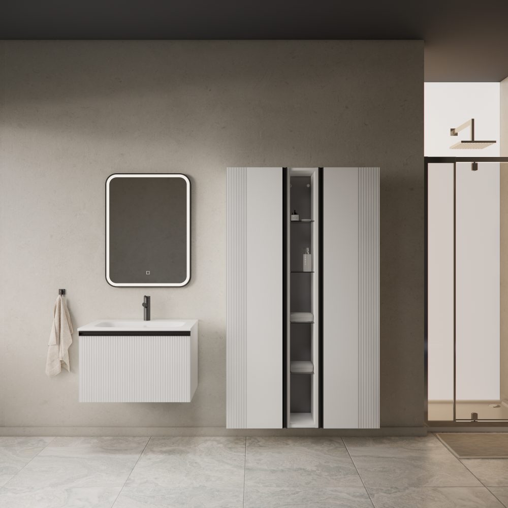 MIRAGE 80 DONJI KUPAONSKI ORMARIĆ BIJELI MAT CRNA RUČKICA - Slika 2