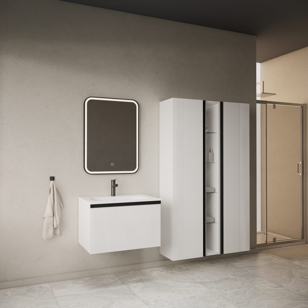 MIRAGE 80 DONJI KUPAONSKI ORMARIĆ BIJELI MAT CRNA RUČKICA - Slika 3