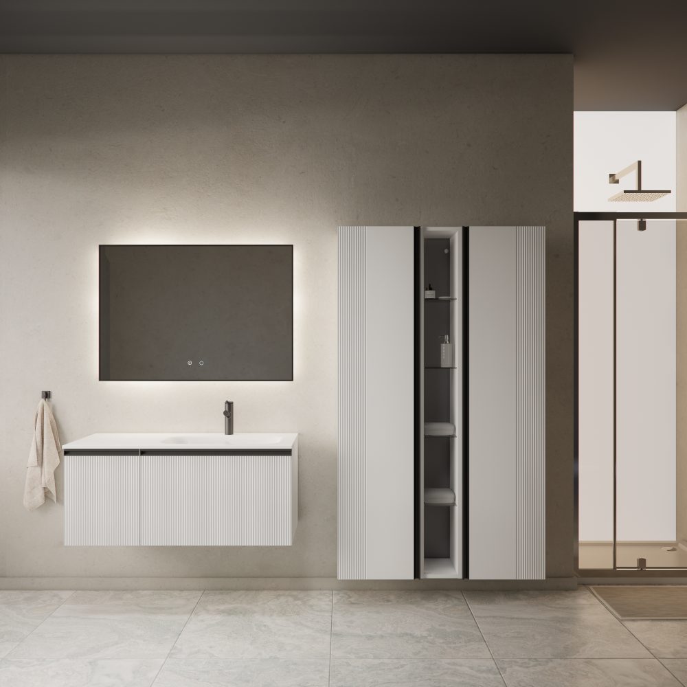 MIRAGE 100 DONJI KUPAONSKI ORMARIĆ BIJELI MAT CRNA RUČKICA - Slika 2