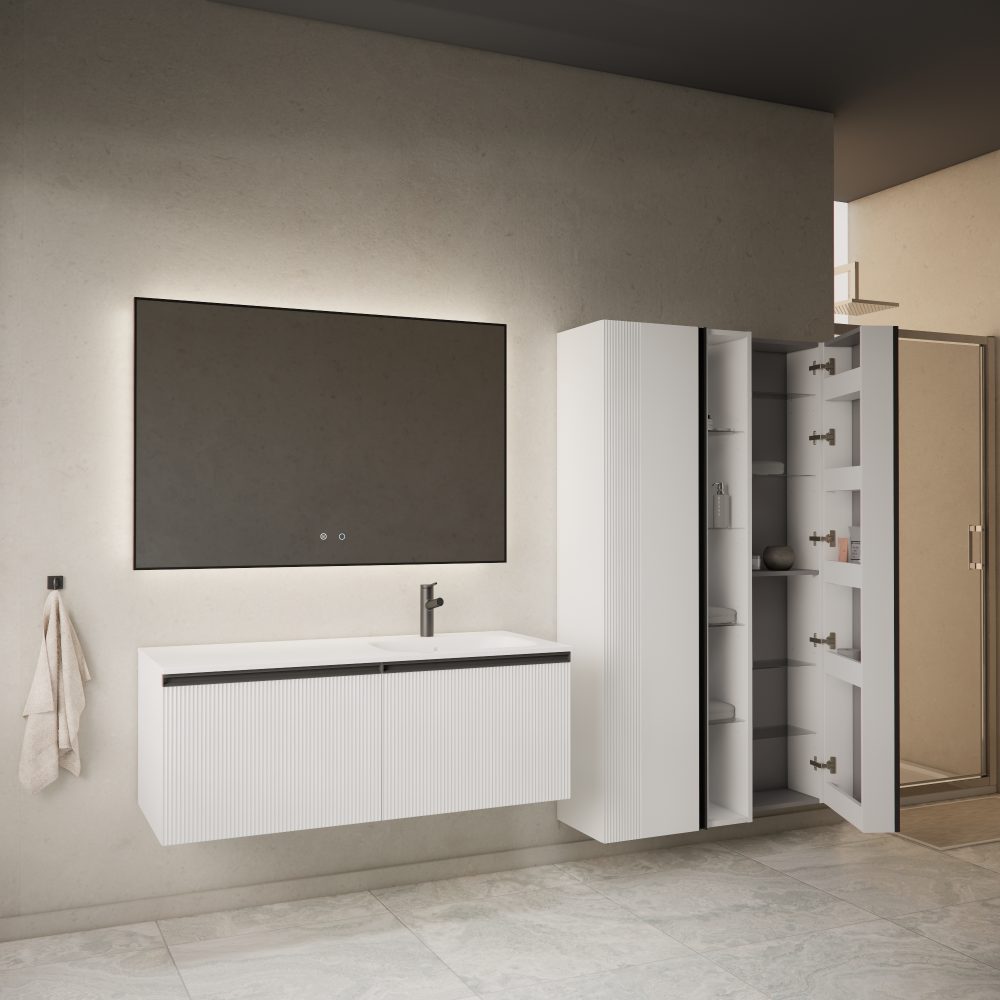 MIRAGE 120 DONJI KUPAONSKI ORMARIĆ DESNI BIJELI MAT CRNA RUČKICA - Slika 5