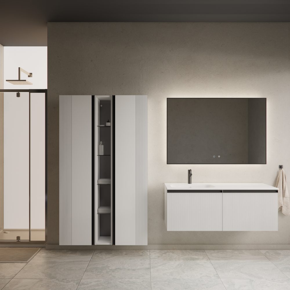 MIRAGE 120 DONJI KUPAONSKI ORMARIĆ LIJEVI BIJELI MAT CRNA RUČKICA - Slika 2