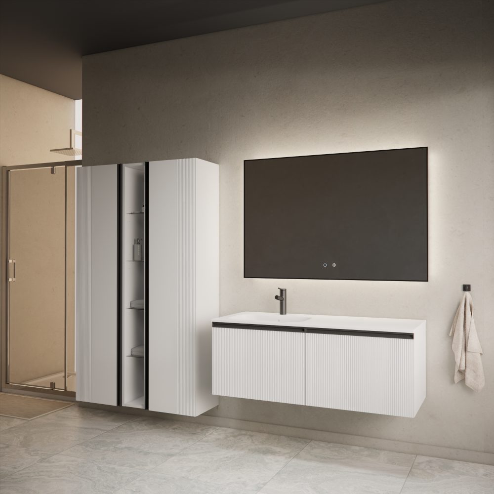 MIRAGE 120 DONJI KUPAONSKI ORMARIĆ LIJEVI BIJELI MAT CRNA RUČKICA - Slika 3