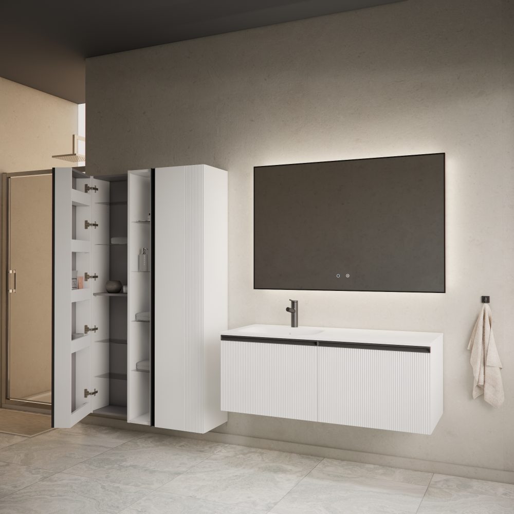 MIRAGE 120 DONJI KUPAONSKI ORMARIĆ LIJEVI BIJELI MAT CRNA RUČKICA - Slika 4