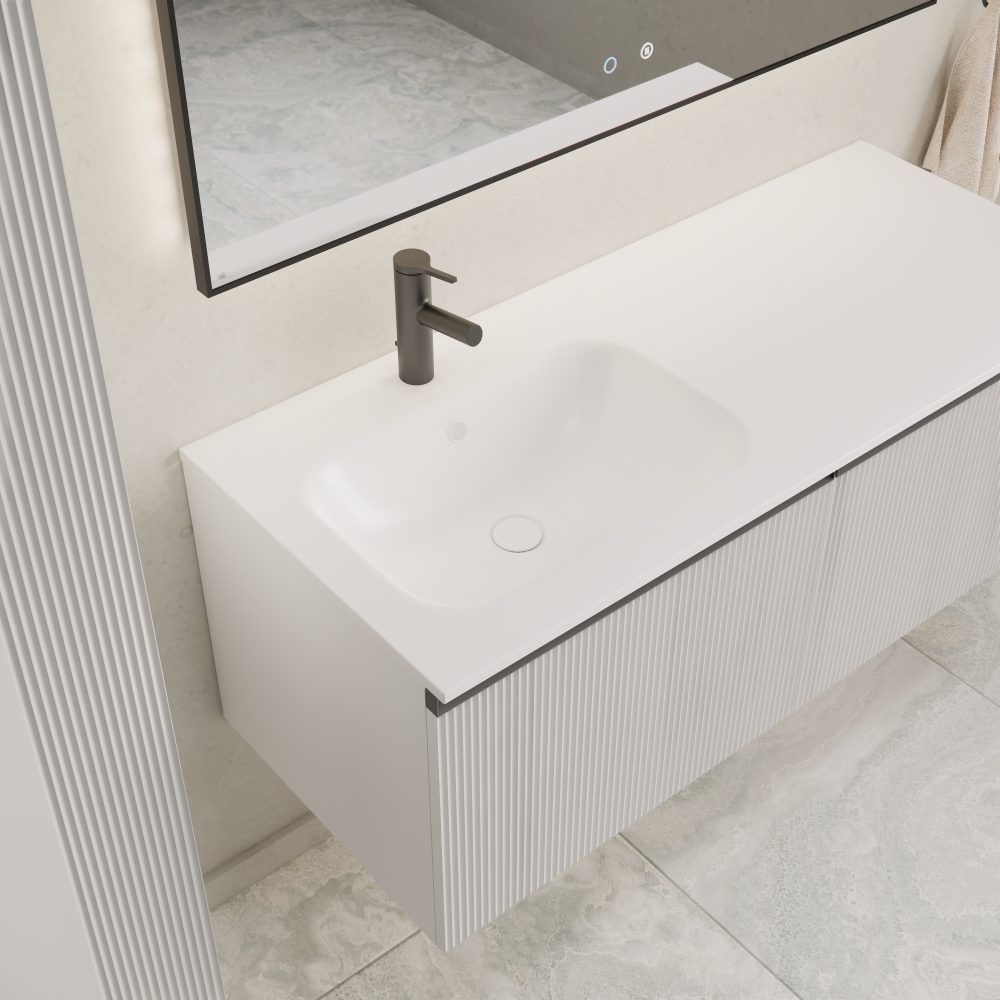 MIRAGE 120 DONJI KUPAONSKI ORMARIĆ LIJEVI BIJELI MAT CRNA RUČKICA - Slika 6