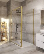 TK MALAGA 80100 BRUSHED GOLD PRAVOKUTNA TUŠ KABINA 80X100X195 cm