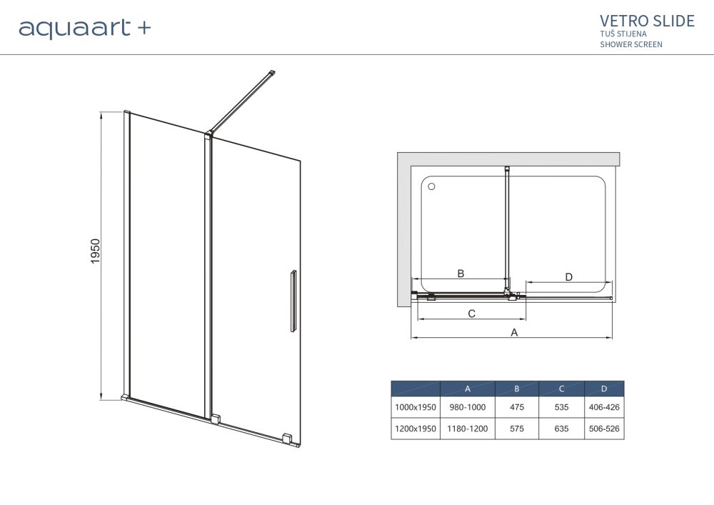 TUŠ STAKLO ZA VETRO SLIDE  TRS 120 120X195 cm - Slika 3