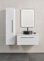 SMART 150 SIDE CABINET WHITE GLOSS SILVER HANDLE - Image 2