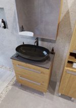 SARA 60 LOWER BATHROOM CABINET OAK NATURAL WITH SCIVARO SLATE PLATE - Image 4