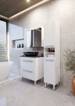 SARA 80 DONJI KUPAONSKI ORMARIĆ BIJELI SJAJ S PLOČOM SCIVARO ŠKRILJEVAC - Slika 3